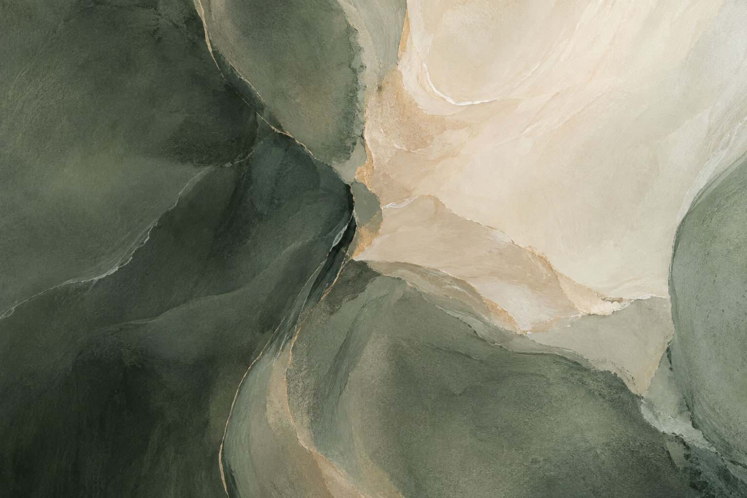 Abstract green and neutral artwork representing clarity, direction and strategic growth.